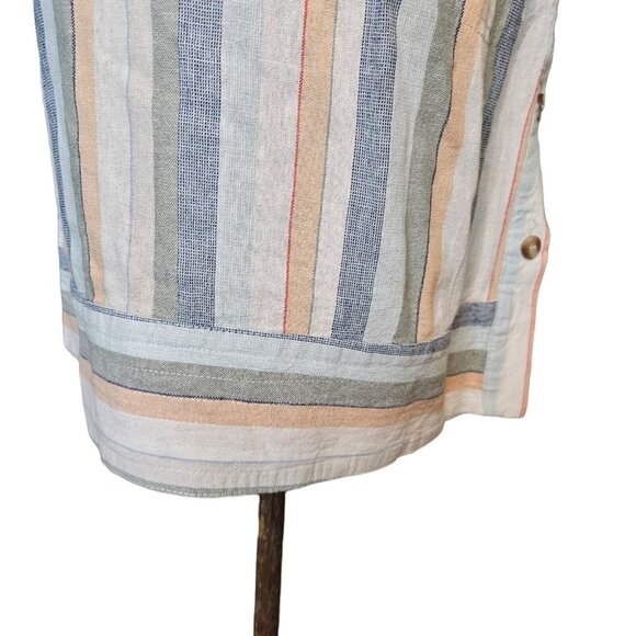 Womens Size Small Striped Linen Blend Shift Dress Neutral Striped Summer Pockets - Picture 4 of 13